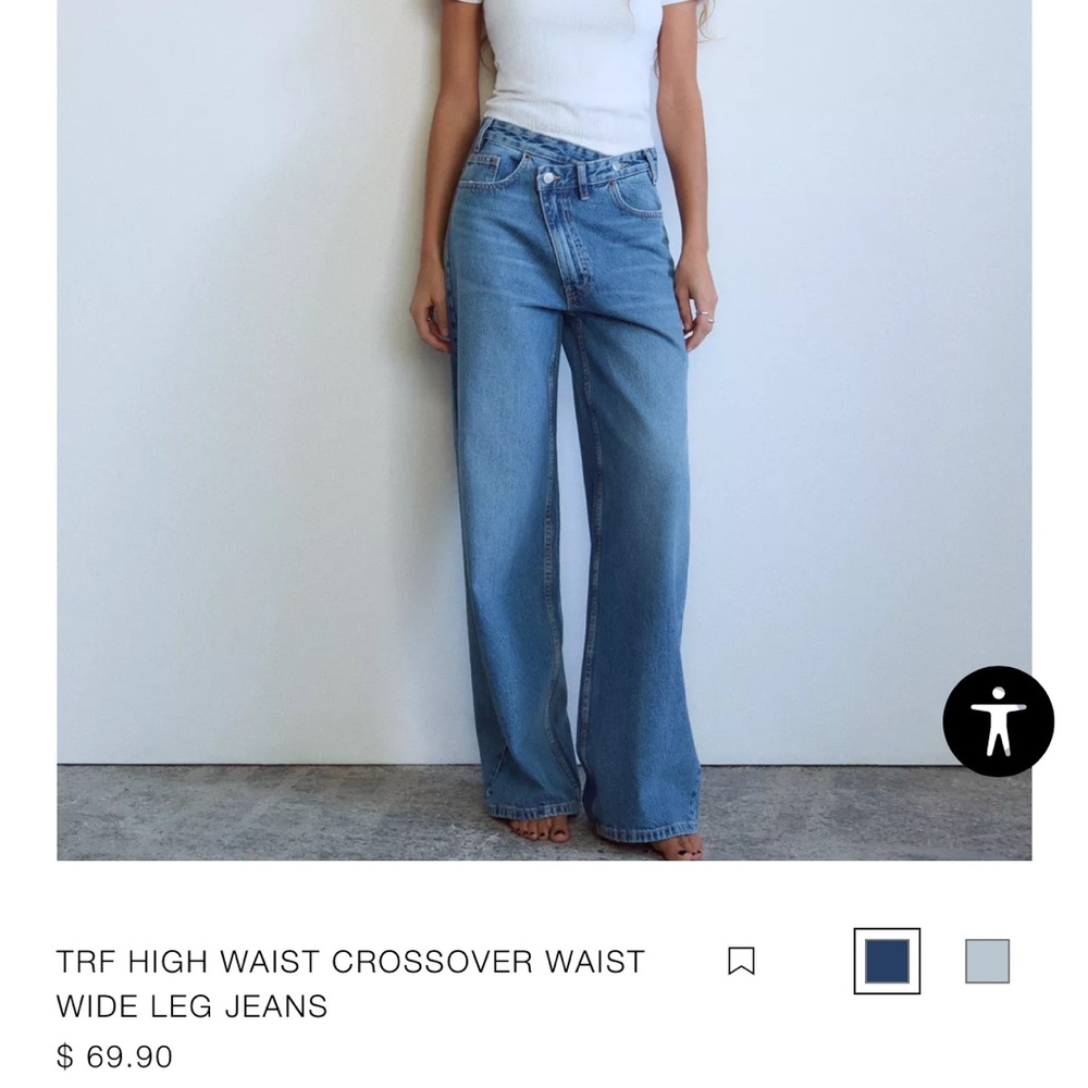 Zara TRF high waist crossover waist wide leg jeans